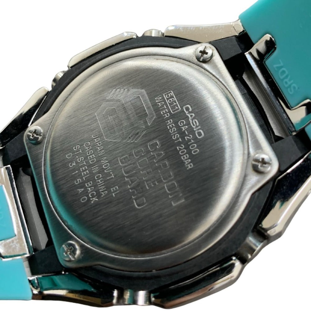 G-SHOCK CASIO ジーショック 腕時計 GA-2100-1AJF カスタム品 カシオーク シルバー ブルー 20気圧防水 Dバックル メンズ
