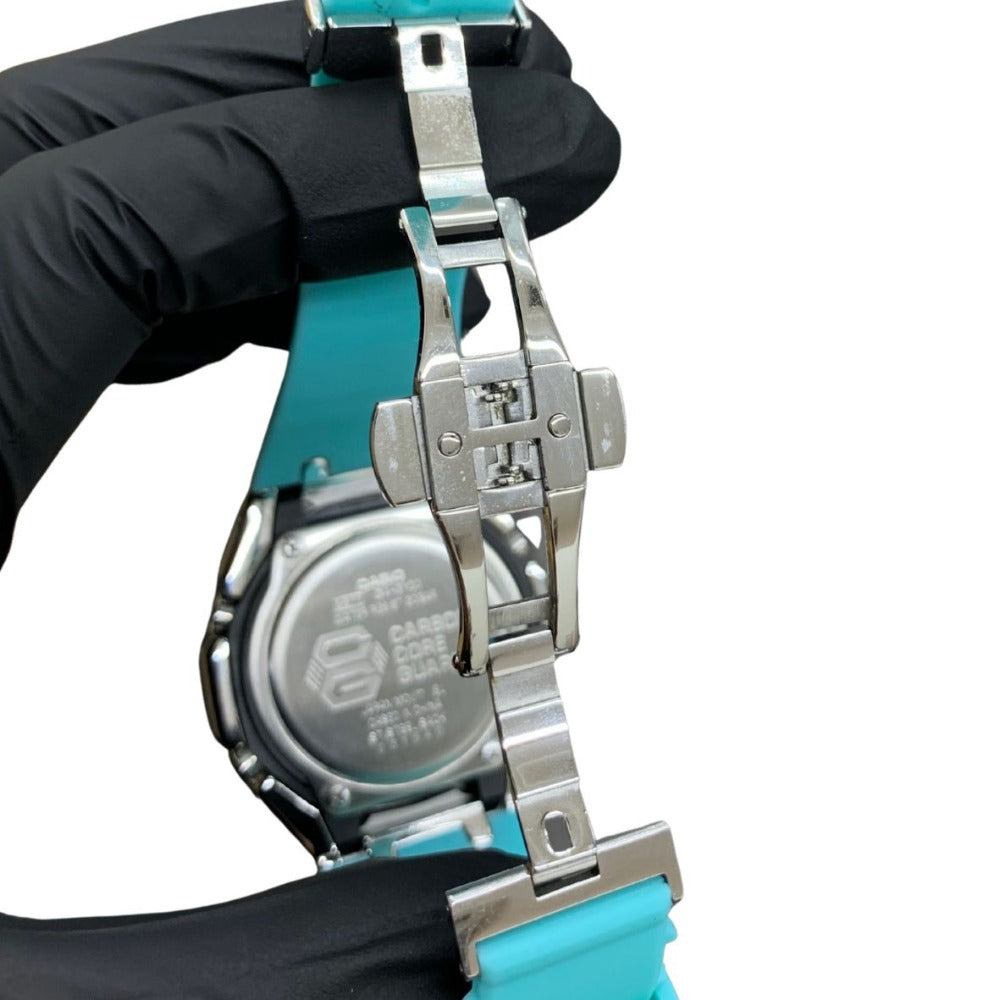 G-SHOCK CASIO ジーショック 腕時計 GA-2100-1AJF カスタム品 カシオーク シルバー ブルー 20気圧防水 Dバックル メンズ
