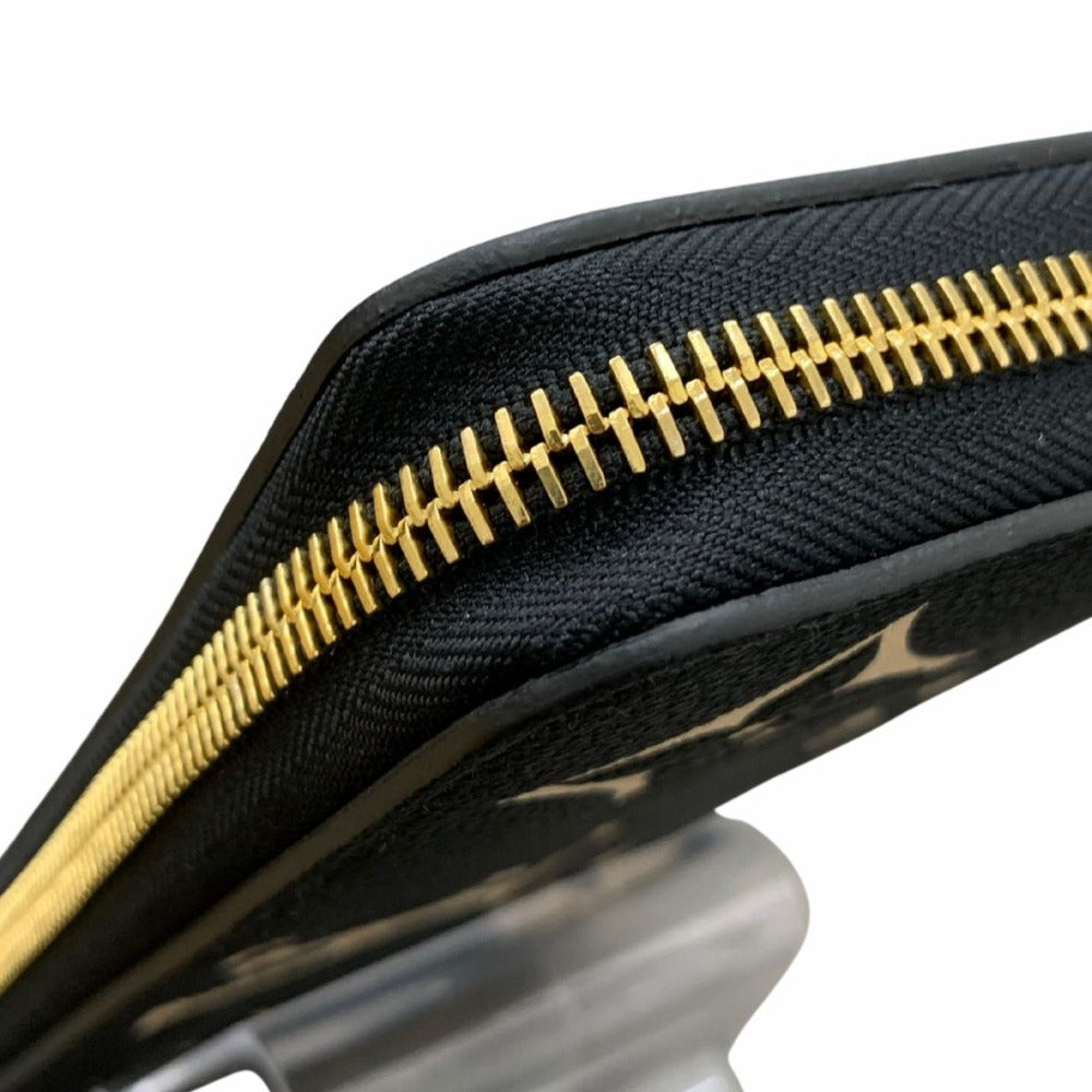 ルイ・ヴィトン 長財布 M80481 ジッピー･ウォレット RFID内蔵 バイカラー モノグラム･アンプラント レザー ブラック ベージュ レディース 未使用品