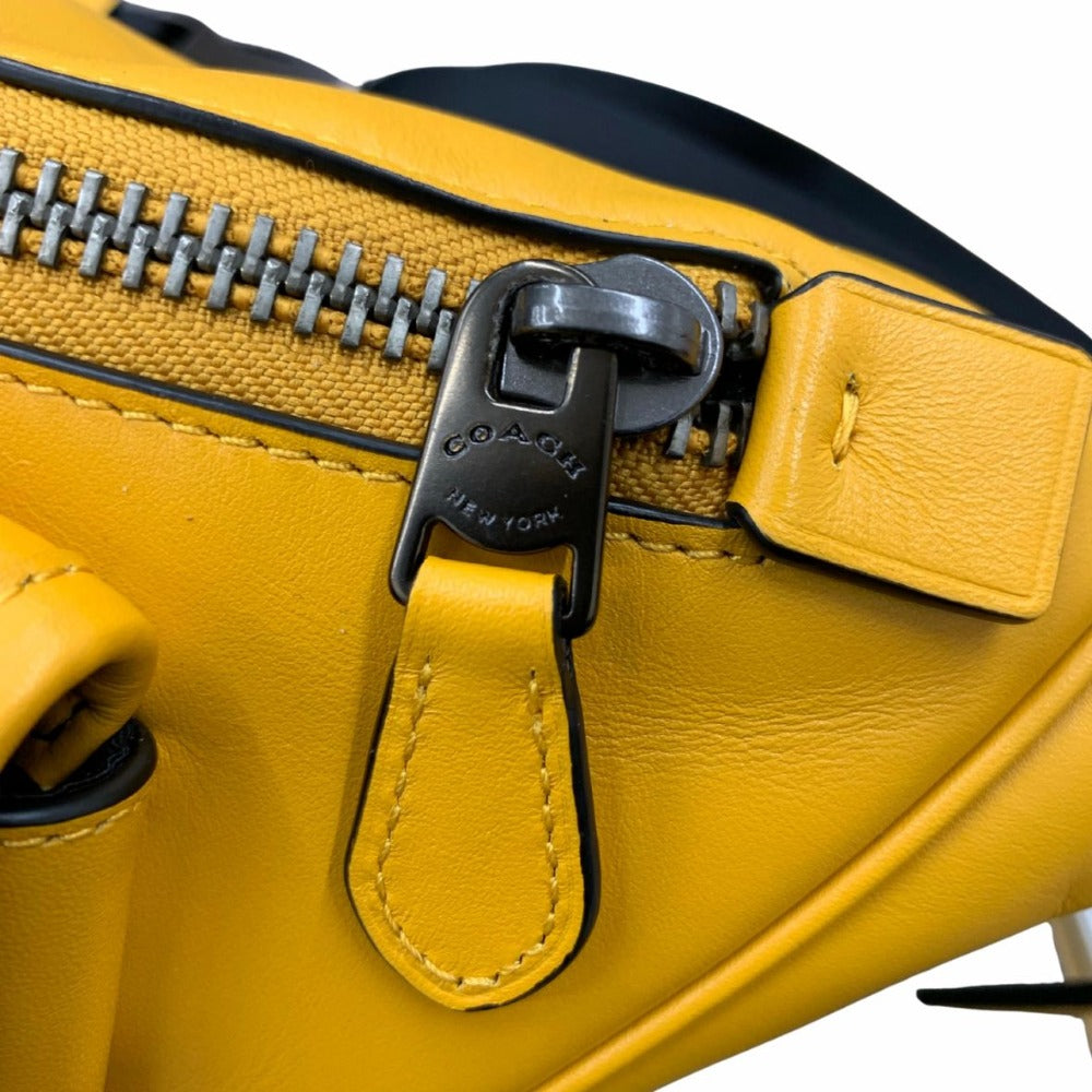 コーチ ウエストバッグ 02021-C1277 イエロー レザー コンパクトバッグ シンプル 小物入れ 斜め掛け メンズ