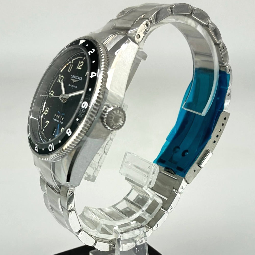 ロンジン L3.812.4.63.6 39mm 黒 スピリット ズールータイム GMT機能