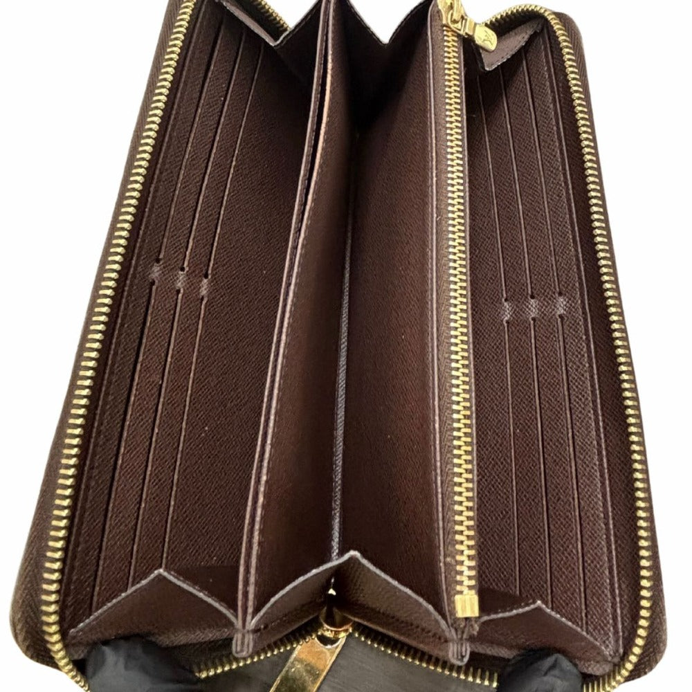 ダミエ 長財布 ルイ・ヴィトン ジッピーウォレット N60015 キャンバス PVC レザー ブラウン ゴールド金具 レディース