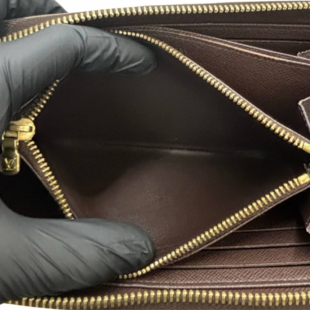 ダミエ 長財布 ルイ・ヴィトン ジッピーウォレット N60015 キャンバス PVC レザー ブラウン ゴールド金具 レディース