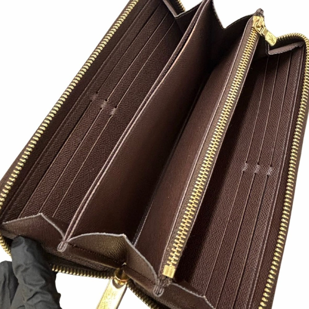 ダミエ 長財布 ルイ・ヴィトン ジッピーウォレット N60015 キャンバス PVC レザー ブラウン ゴールド金具 レディース