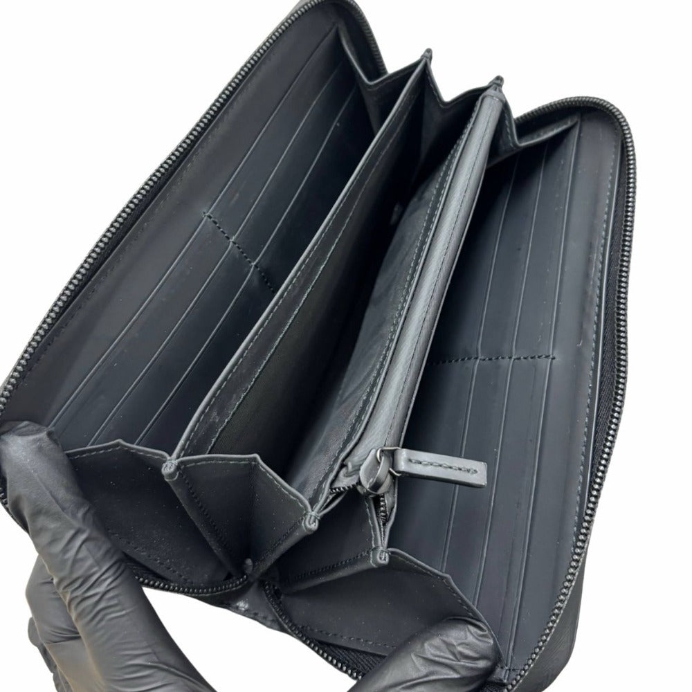 グッチ 771421 GGラバーエフェクト シグネチャー レザー ブラック 黒 エンボス 型押し シンプル メンズ GUCCI 長財布 ジッピーウォレット