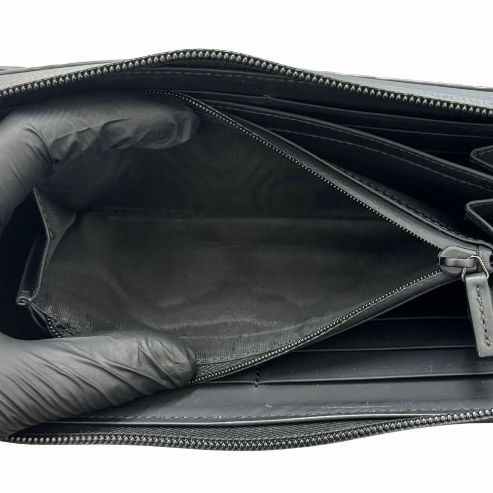 グッチ 771421 GGラバーエフェクト シグネチャー レザー ブラック 黒 エンボス 型押し シンプル メンズ GUCCI 長財布 ジッピーウォレット