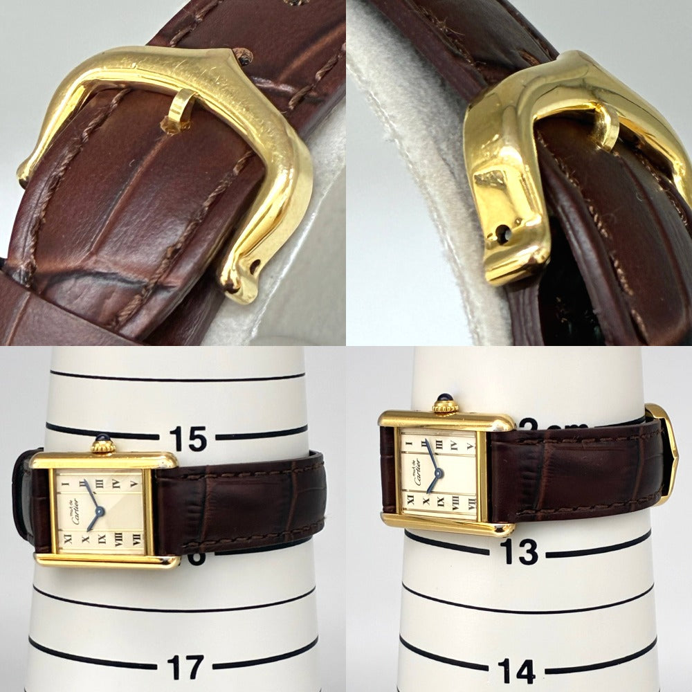 カルティエ ヴィンテージ マスト タンク SM 1613 20.5mm ヴェルメイユ シルバー925 クオーツ レディース CARTIER 腕時計