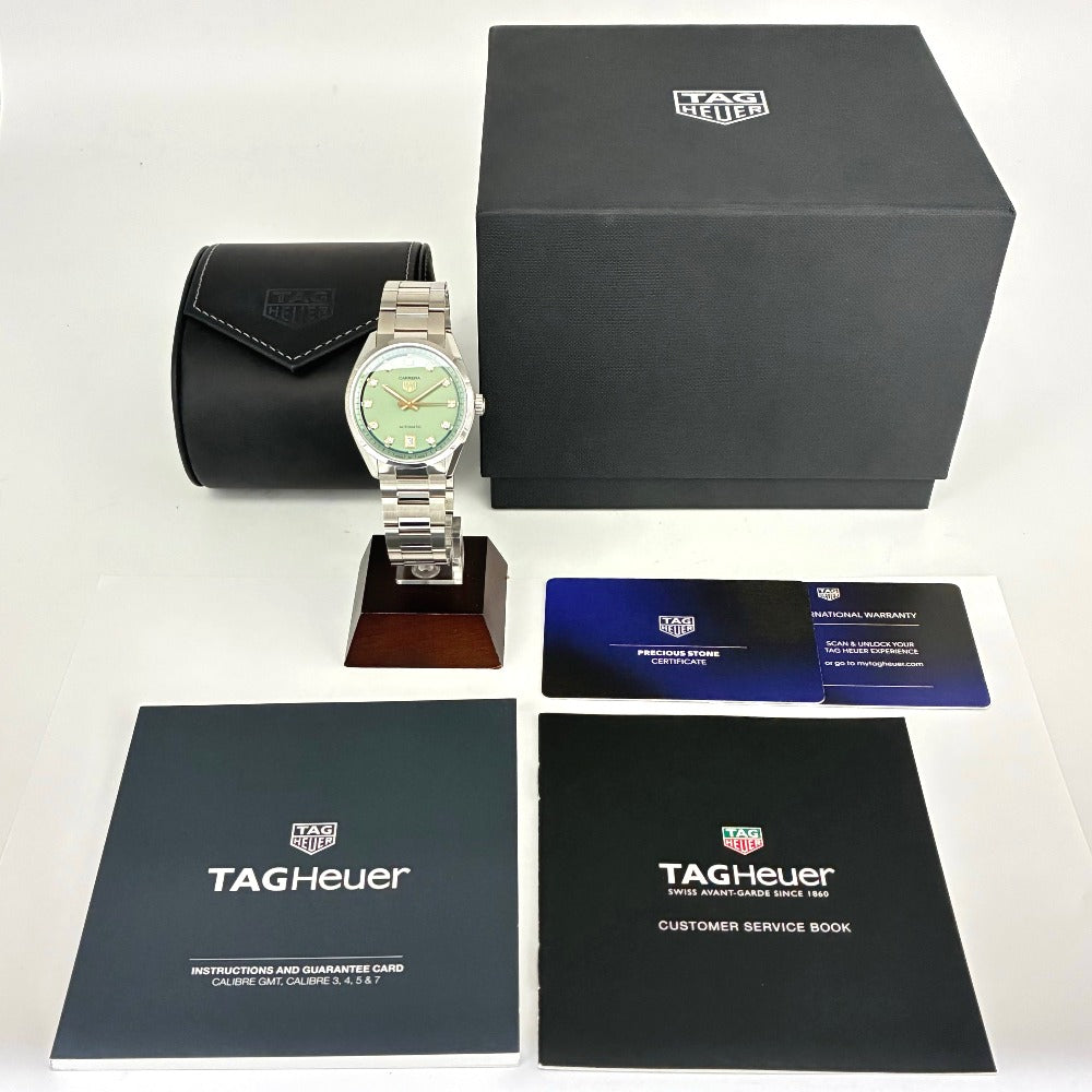タグホイヤー WBN2317 カレラ デイト 36mm ダイヤモンド グリーン文字盤 キャリバー7 自動巻き ユニセックス TAG HEUER 腕時計