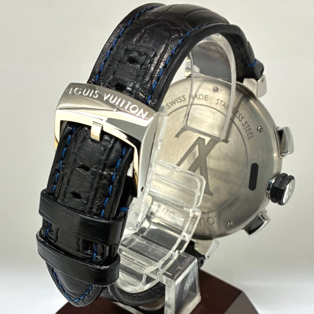 ルイ・ヴィトン Q102V タンブール クロノグラフ 44mm Vモチーフ ブルー文字盤 自動巻き メンズ LOUIS VUITTON 腕時計