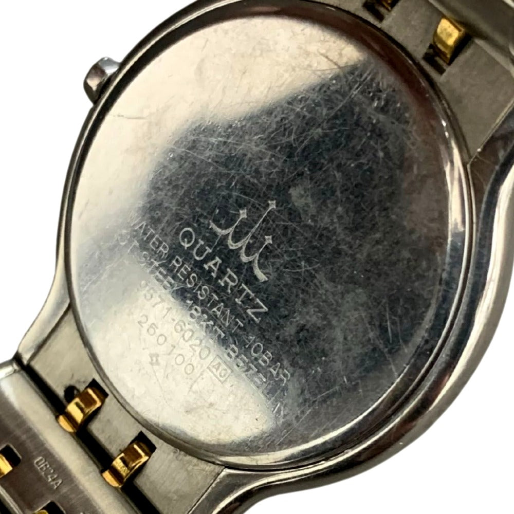 クレドール 腕時計 K18ベゼル×ステンレス クォーツ 33mm 9571-6020 稼働品 電池交換済 シルバー文字盤 コンビ ゴールド メンズ セイコー CREDOR