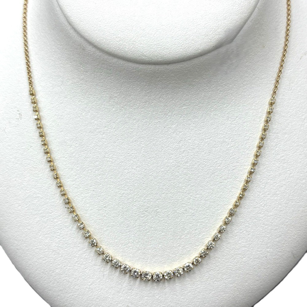 ネックレス K18YG＆ダイヤモンド 49石 最長44cm テスター済 アジャスター付き ゴールド K18刻印有 シンプル 細め レディース