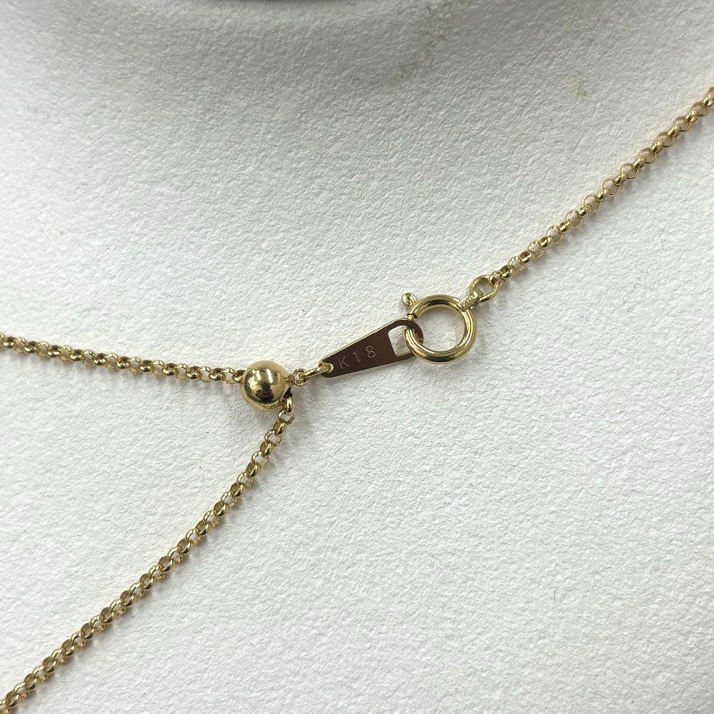 ネックレス K18YG＆ダイヤモンド 49石 最長44cm テスター済 アジャスター付き ゴールド K18刻印有 シンプル 細め レディース