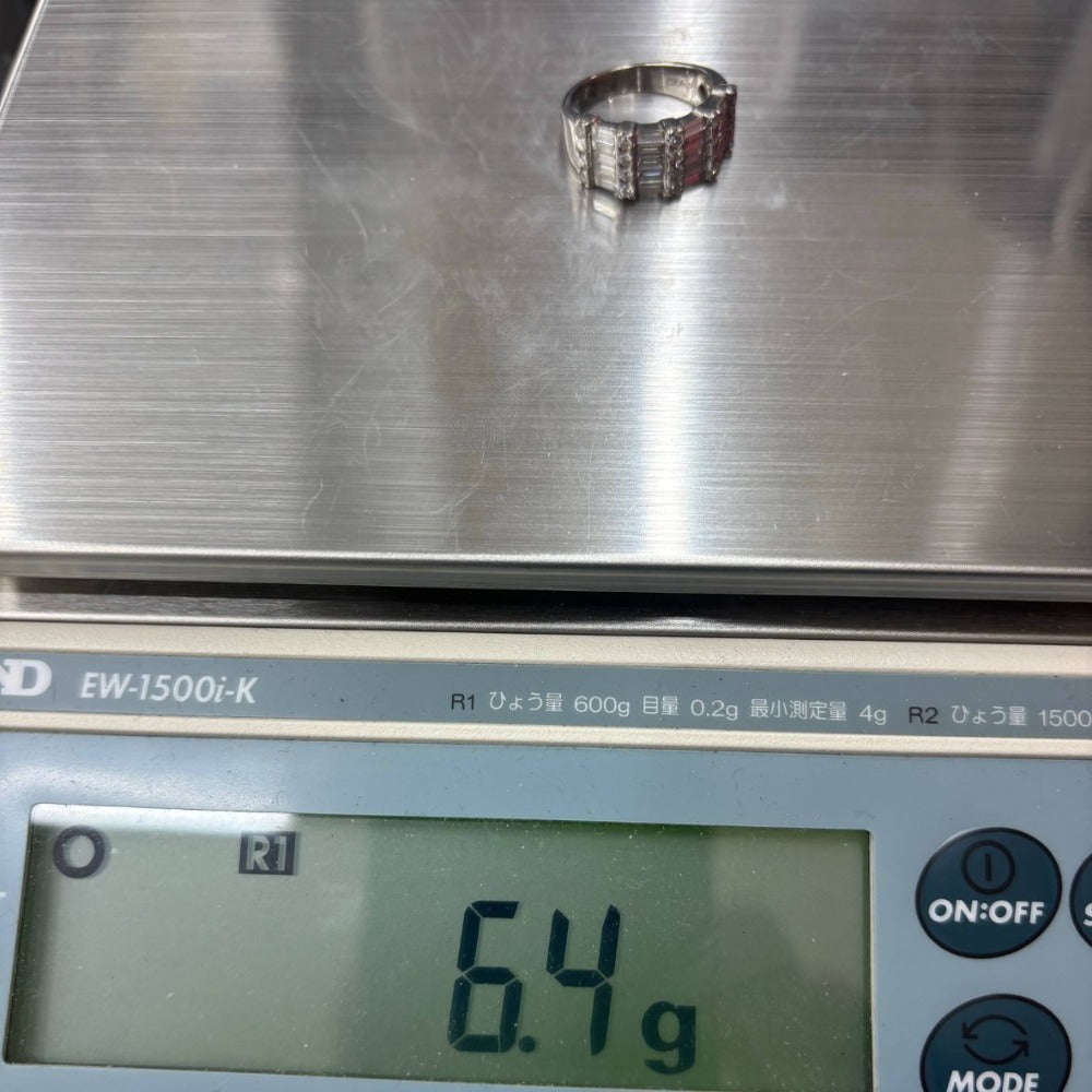 リング・指輪 K18WG＆ダイヤモンド 1.60ct 13号 重量6.4g テスター済 ホワイトゴールド バゲットダイヤ シンプル レディース