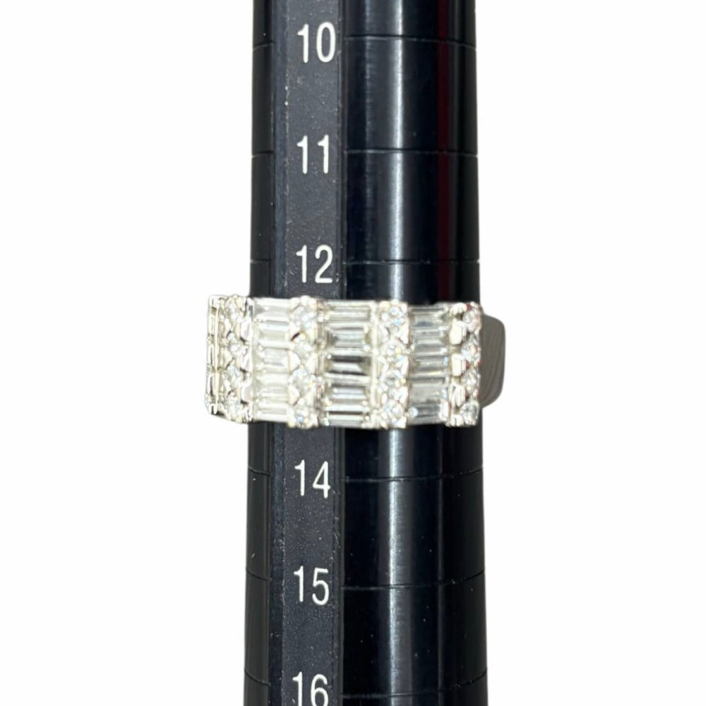 リング・指輪 K18WG＆ダイヤモンド 1.60ct 13号 重量6.4g テスター済 ホワイトゴールド バゲットダイヤ シンプル レディース