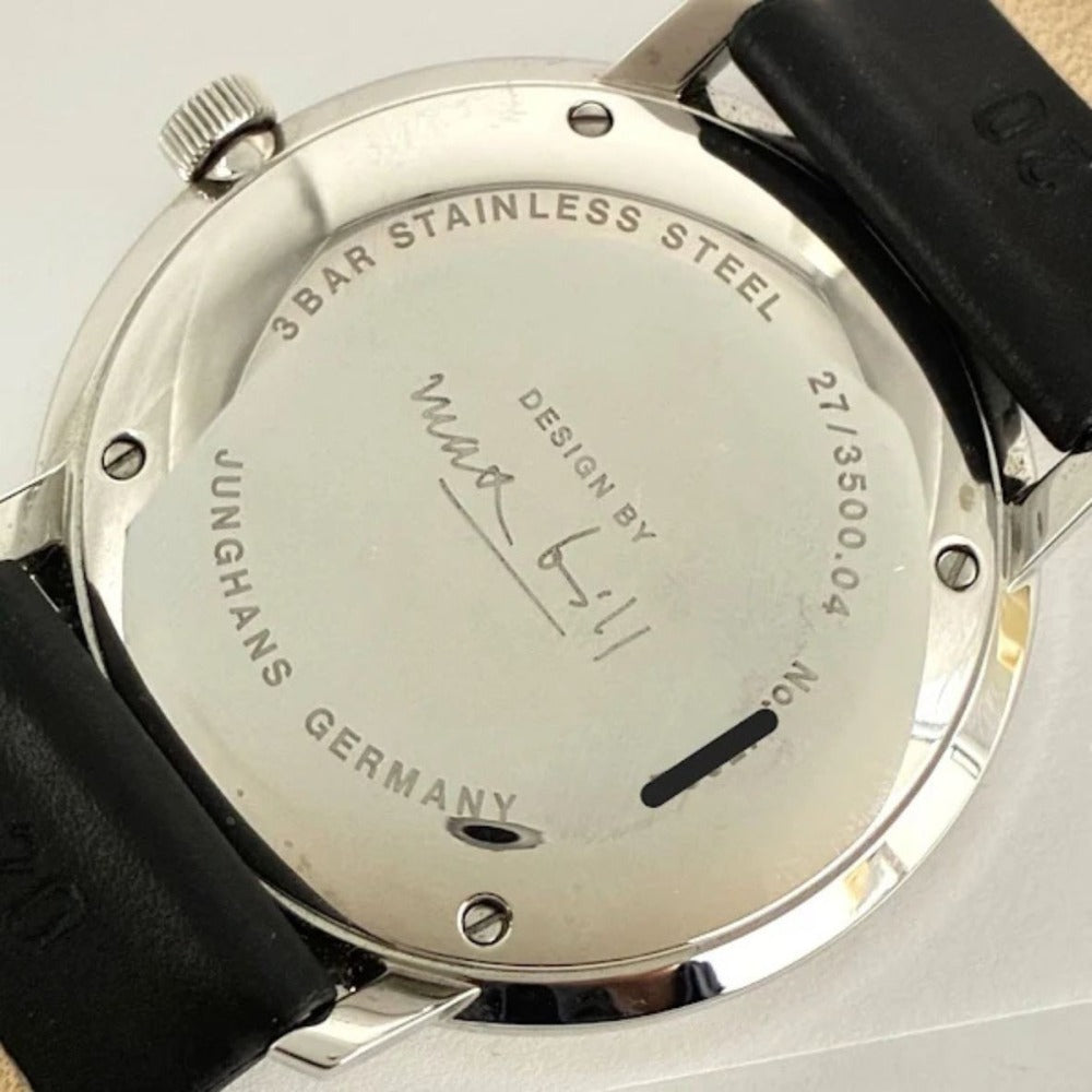 ユンハンス マックスビル 自動巻 38mm Ref.027/3500.02 機械式 ステンレス レザーストラップ 50m防水 メンズ JUNGHANS