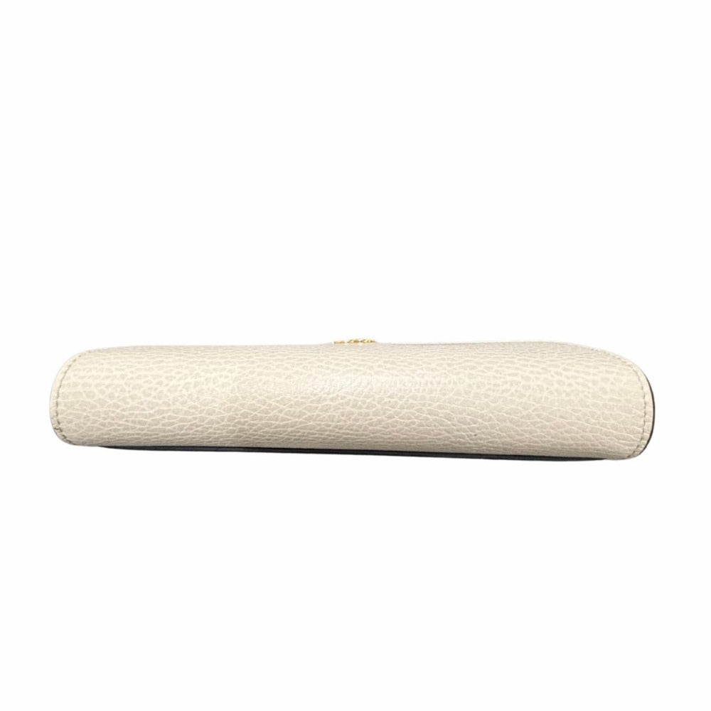 グッチ GGマーモント オフホワイト 456116 PVC レザー ゴールド金具 ブラウン キャンバス シンプル レディース 長財布 GUCCI