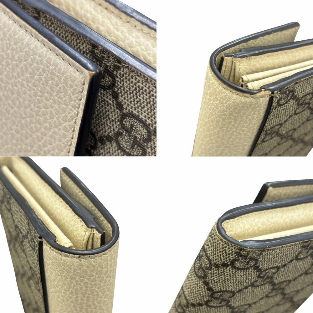 グッチ GGマーモント オフホワイト 456116 PVC レザー ゴールド金具 ブラウン キャンバス シンプル レディース 長財布 GUCCI