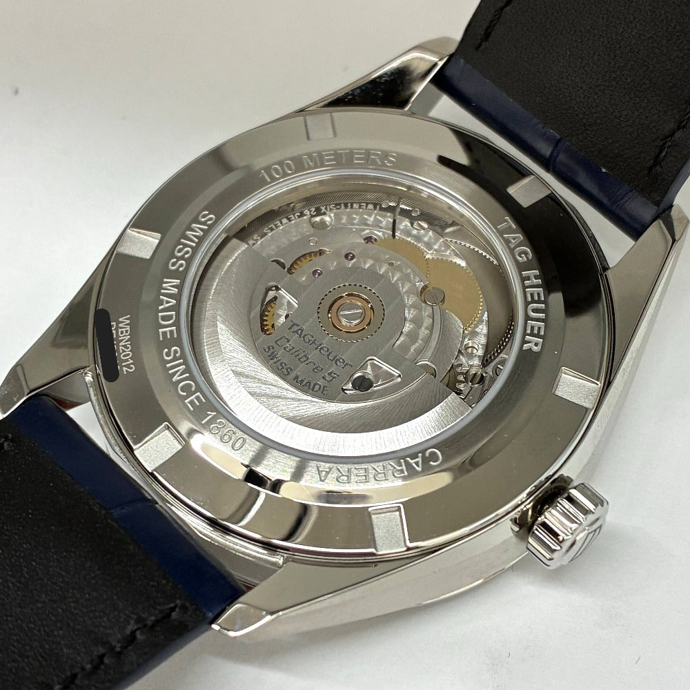 タグホイヤー カレラ デイデイト 41mm WBN2012 ブルー文字盤 レザーストラップ キャリバー5 自動巻き メンズ TAG HEUER 腕時計