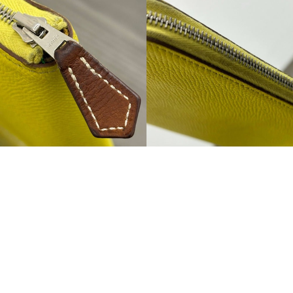 エルメス アザップロング シルクイン ライム Y刻印 ヴォーエプソン シルバー金具 イエロー系 レザー シンプル 長財布 HERMES