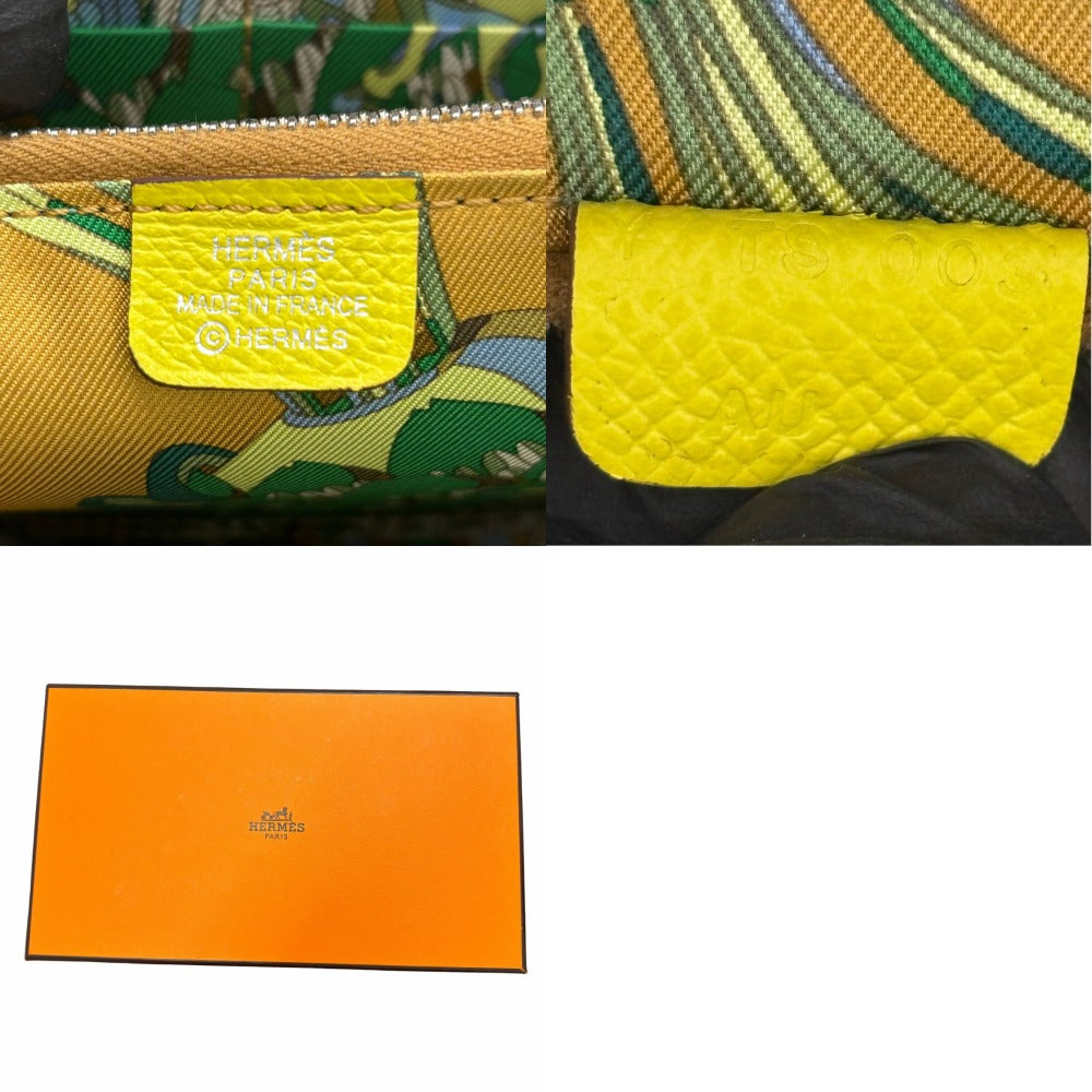 エルメス アザップロング シルクイン ライム Y刻印 ヴォーエプソン シルバー金具 イエロー系 レザー シンプル 長財布 HERMES