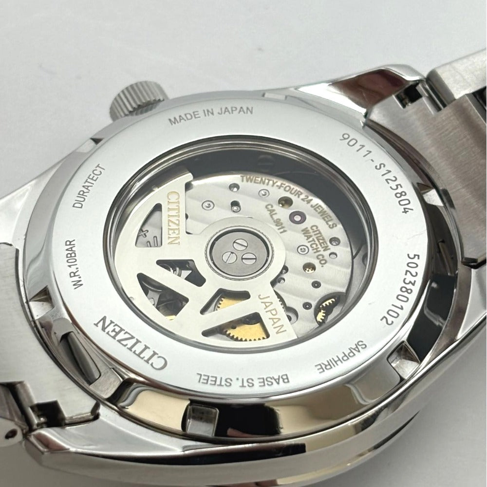 シチズンコレクション NB1050-59L ブルー文字盤 38mm ステンレス 自動巻/手巻 3針 日付 10気圧防水 シンプル シルバー メンズ 腕時計 CITIZEN