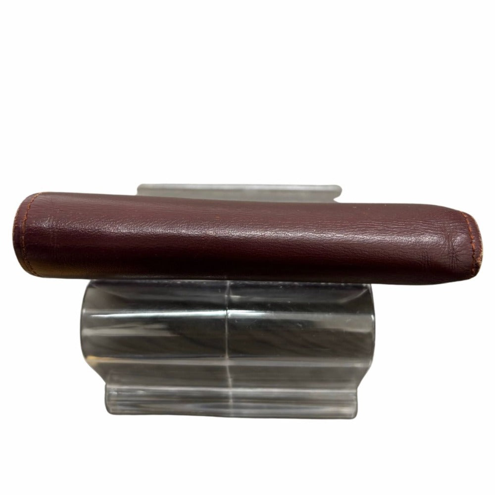 カルティエ マストライン ボルドー ゴールド金具 L3000451 レザー 赤系 コンパクト 折り財布 シンプル メンズ 二つ折り財布 CARTIER