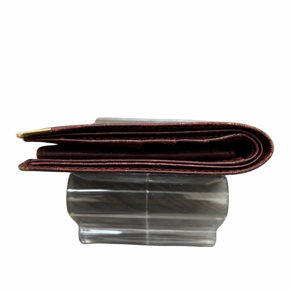 カルティエ マストライン ボルドー ゴールド金具 L3000451 レザー 赤系 コンパクト 折り財布 シンプル メンズ 二つ折り財布 CARTIER