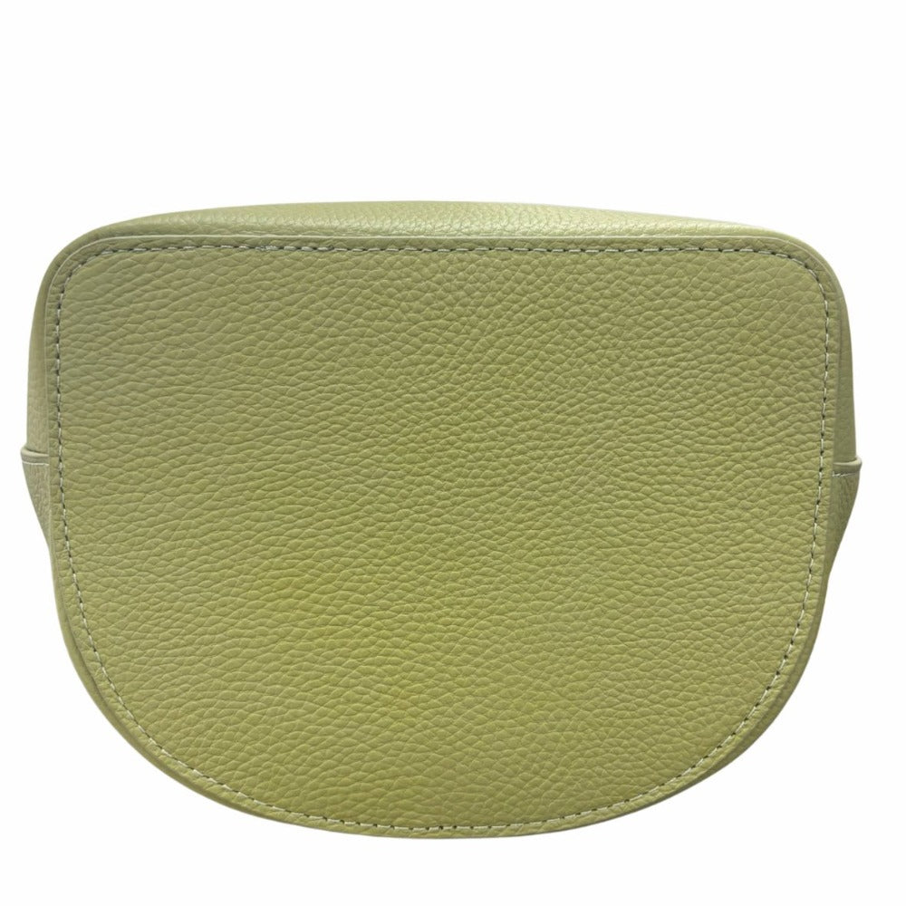 バルコス ハンドバッグ 巾着型 レザー グリーン系 シンプル マグネット式 コンパクト 軽量 手提げ バケツ型 レディース 未使用品 BARCOS