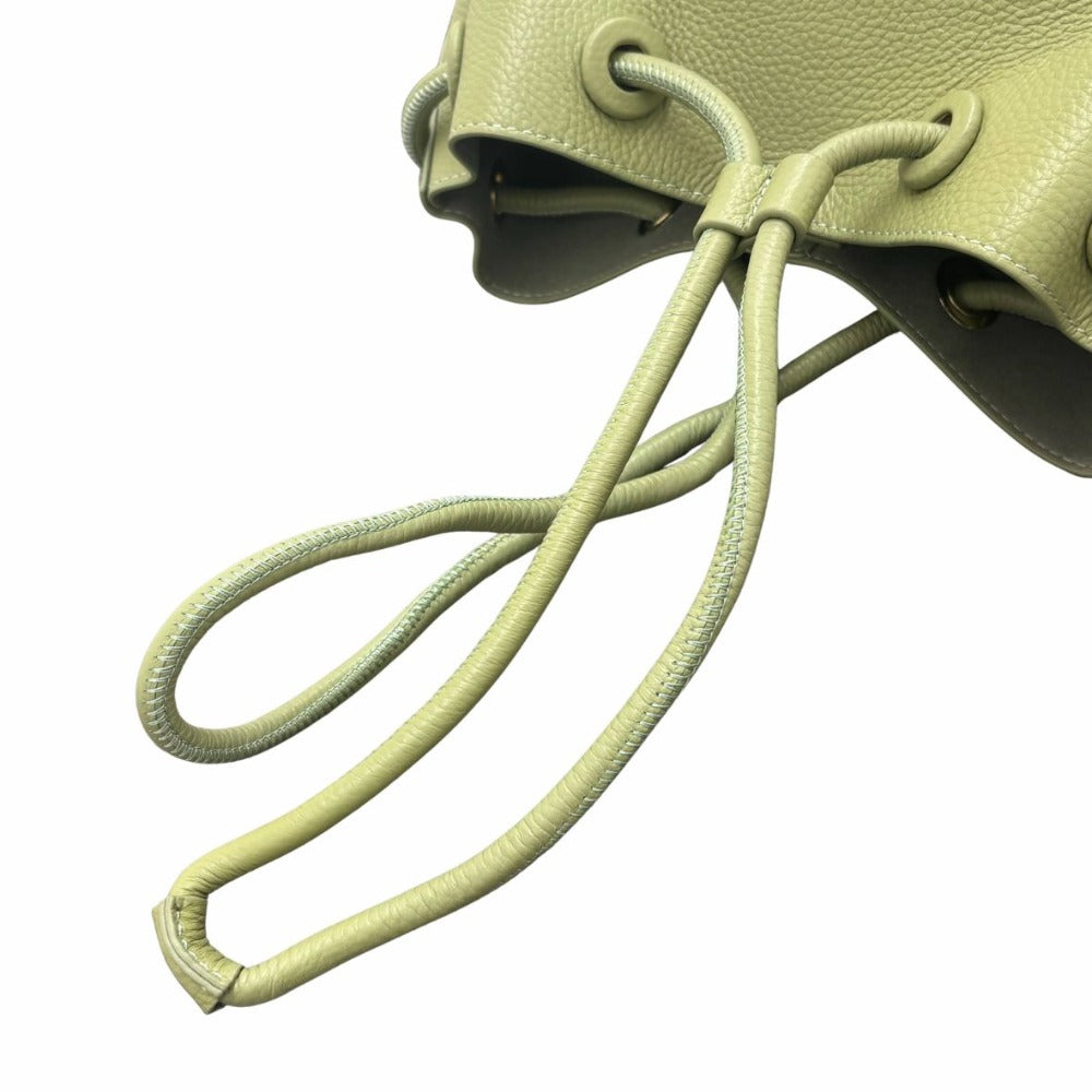 バルコス ハンドバッグ 巾着型 レザー グリーン系 シンプル マグネット式 コンパクト 軽量 手提げ バケツ型 レディース 未使用品 BARCOS