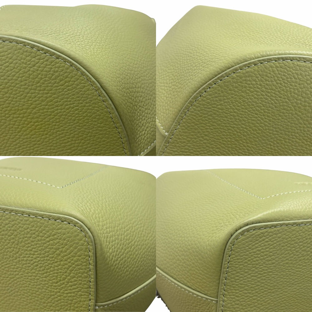 バルコス ハンドバッグ 巾着型 レザー グリーン系 シンプル マグネット式 コンパクト 軽量 手提げ バケツ型 レディース 未使用品 BARCOS