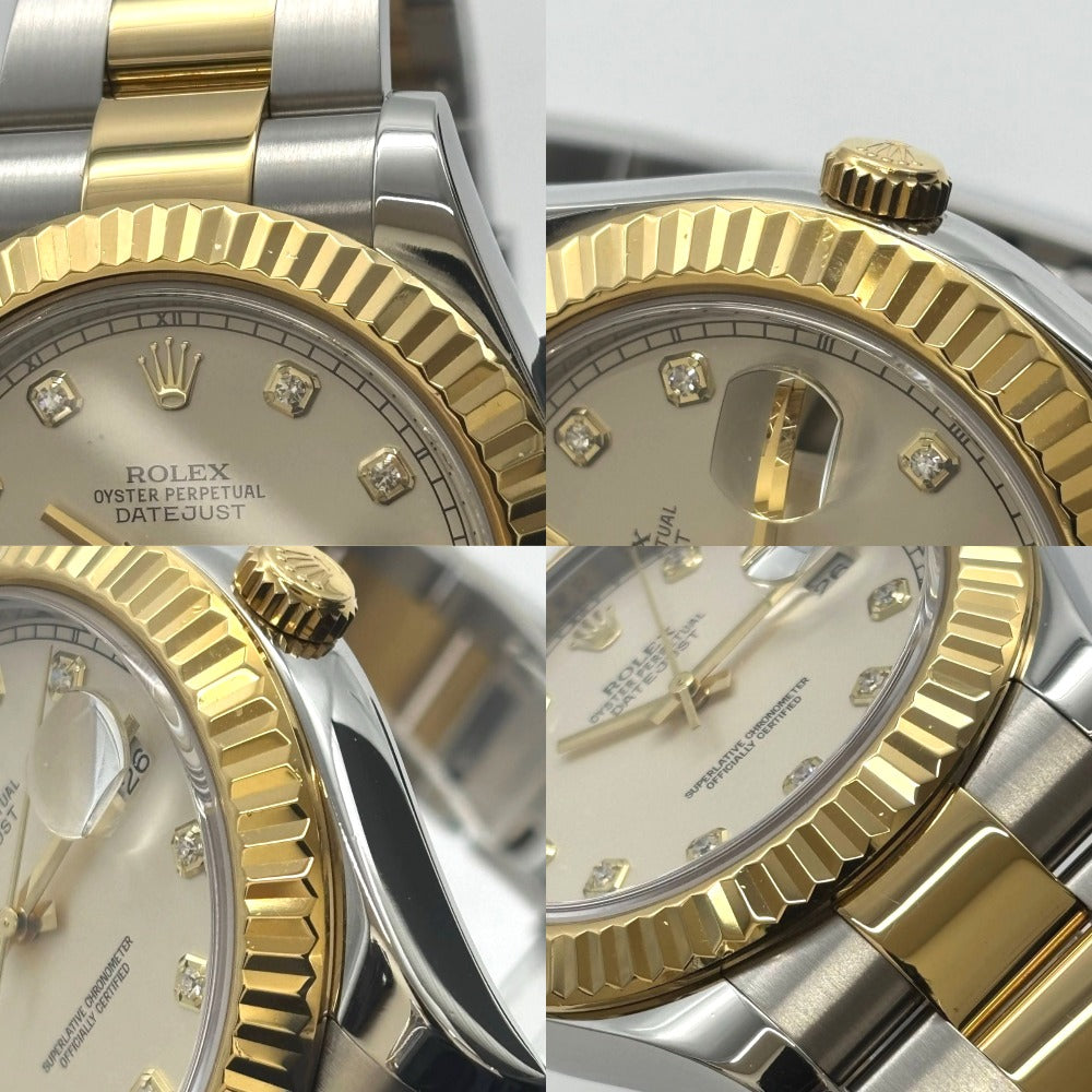 ロレックス デイトジャスト2 Ref.116333G 41mm 保証書2013年 ステンレス K18 オイスターブレス アイボリー文字盤 キャリバー3136 メンズ ROLEX 腕時計