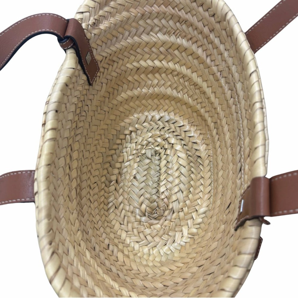 ロエベ バスケットバッグ スモール ラフィア レザー 327.02.S93 2435 かごバッグ ブラウン シンプル レディース LOEWE ハンドバッグ