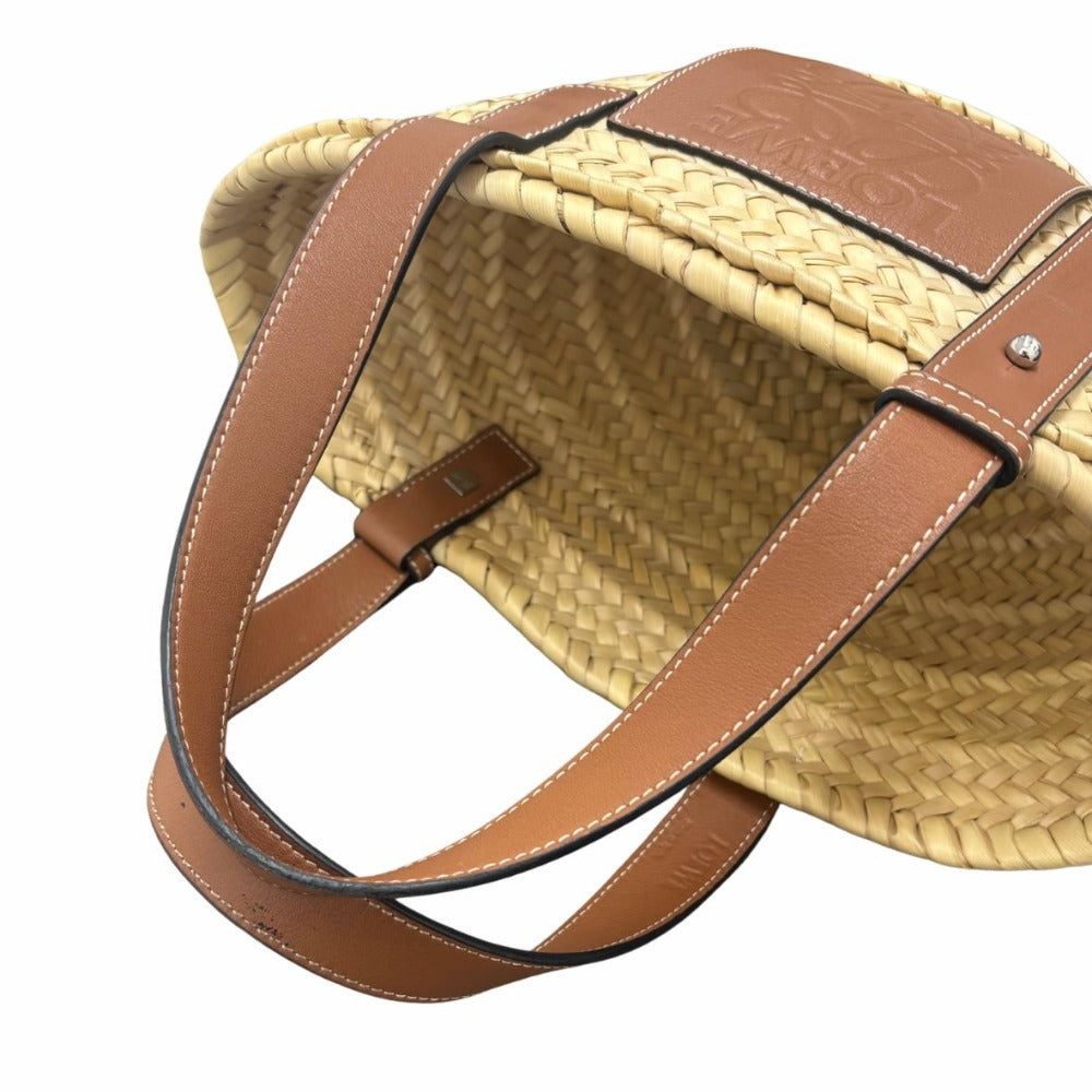 ロエベ バスケットバッグ スモール ラフィア レザー 327.02.S93 2435 かごバッグ ブラウン シンプル レディース LOEWE ハンドバッグ