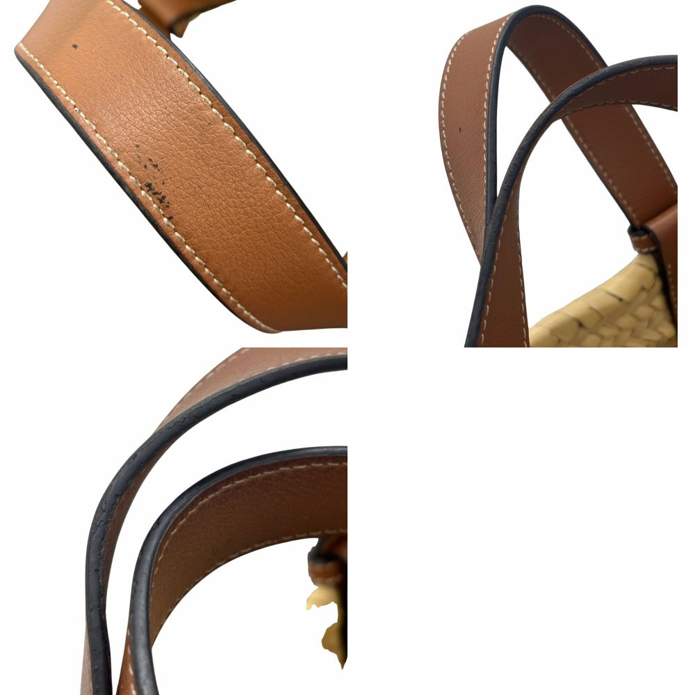 ロエベ バスケットバッグ スモール ラフィア レザー 327.02.S93 2435 かごバッグ ブラウン シンプル レディース LOEWE ハンドバッグ