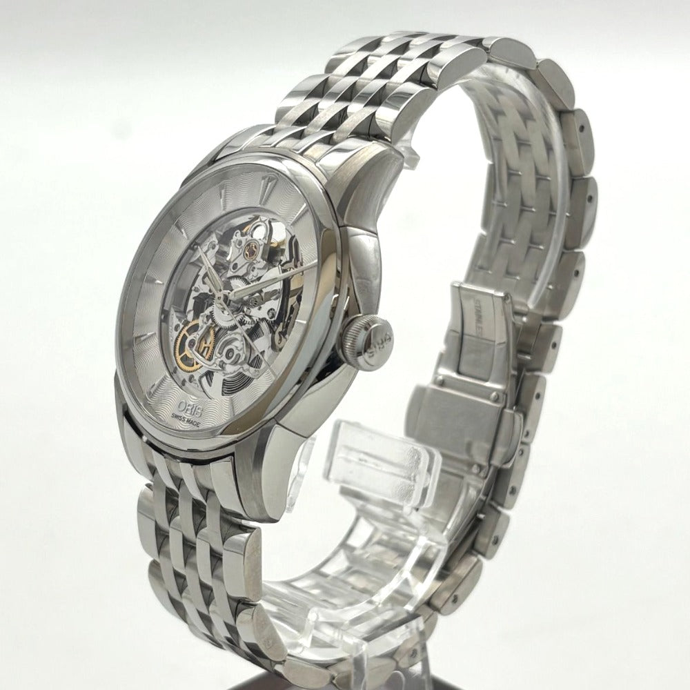オリス アートリエ スケルトン 01 734 7670 4051-07 8 21 77 40mm 自動巻き ステンレス 裏スケ シルバー メンズ 未使用品 ORIS 腕時計