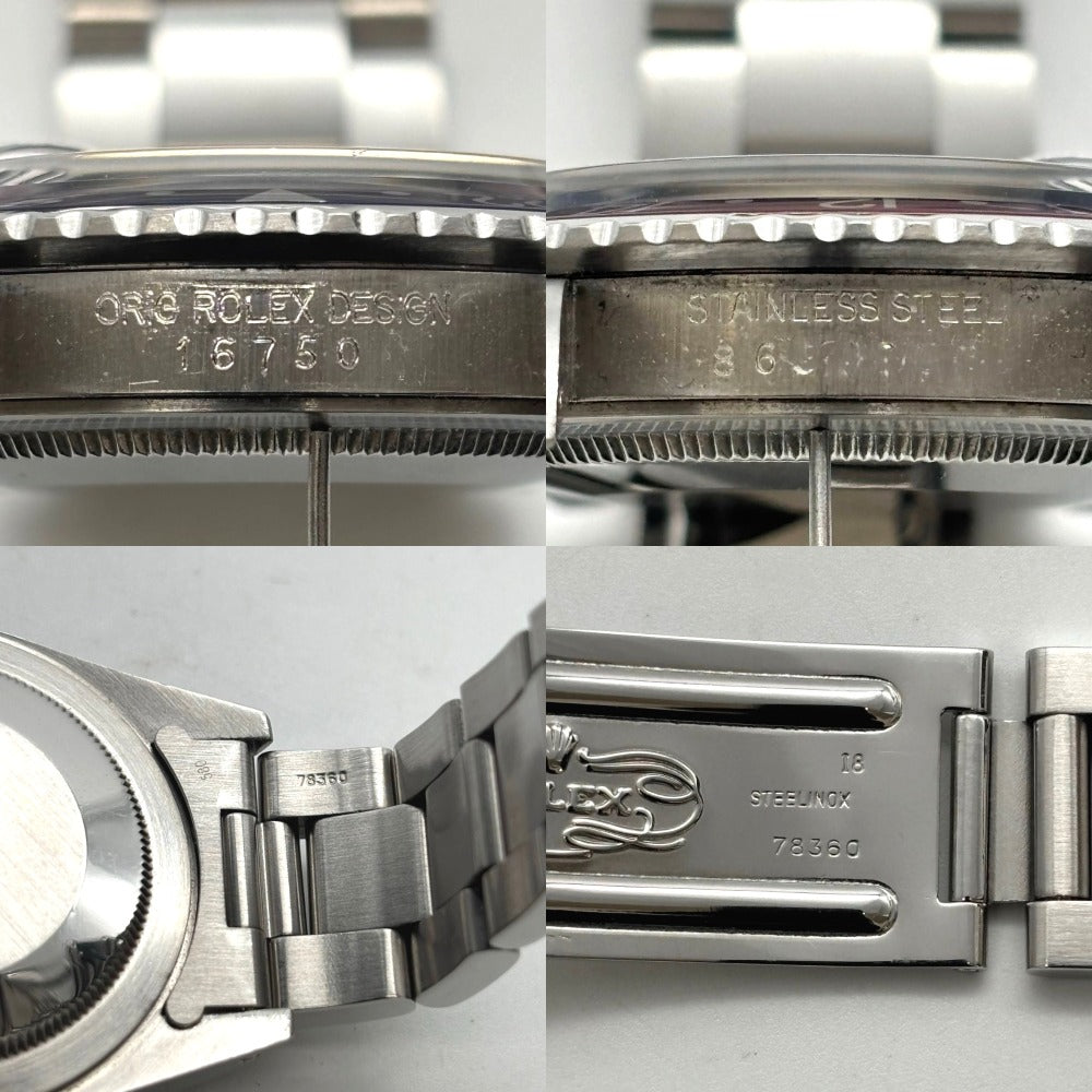 ロレックス 腕時計 16750 GMTマスター ペプシ 40mm 黒ベゼル付属 黒文字盤 プラ風防 86番台 1985年頃 ステンレス メンズ 自動巻き ROLEX