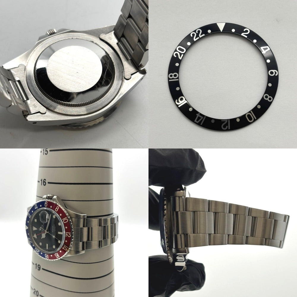ロレックス 腕時計 16750 GMTマスター ペプシ 40mm 黒ベゼル付属 黒文字盤 プラ風防 86番台 1985年頃 ステンレス メンズ 自動巻き ROLEX