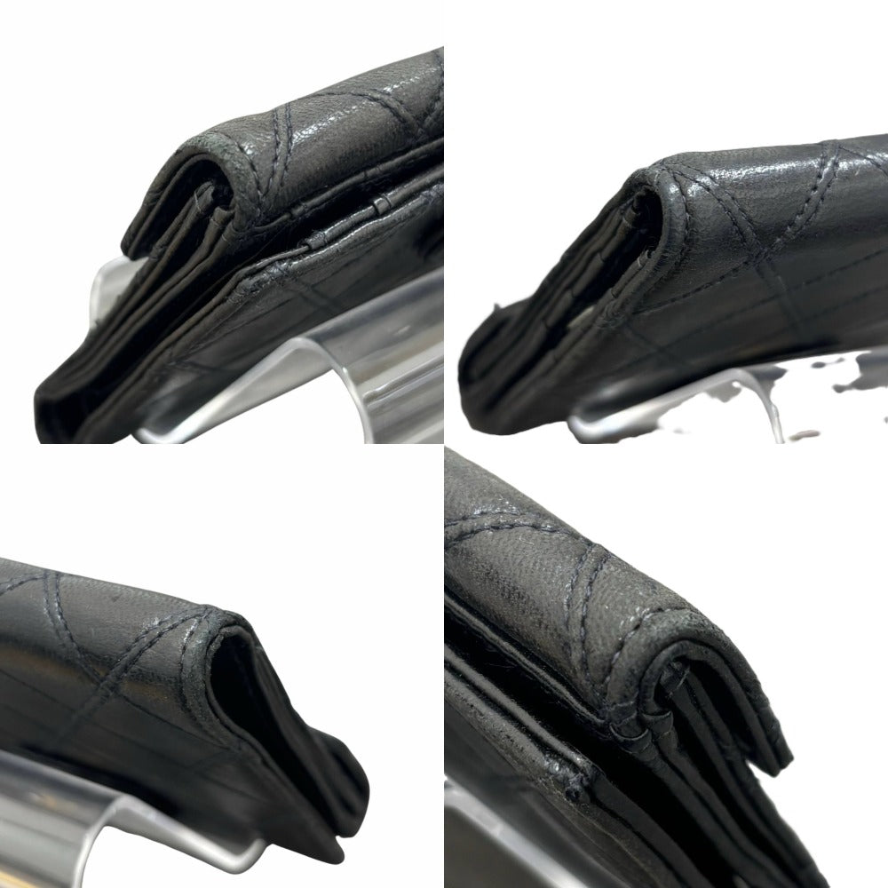 シャネル 二つ折り財布 ビコローレ マトラッセ ゴールド金具 レザー ブラック シンプル コンパクト レディース CHANEL