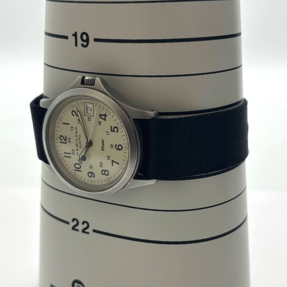 ハミルトン 腕時計 カーキ 9445B 33mm アイボリー文字盤 クオーツ 稼働品 1990年代 ステンレス ナイロンベルト シンプル メンズ HAMILTON