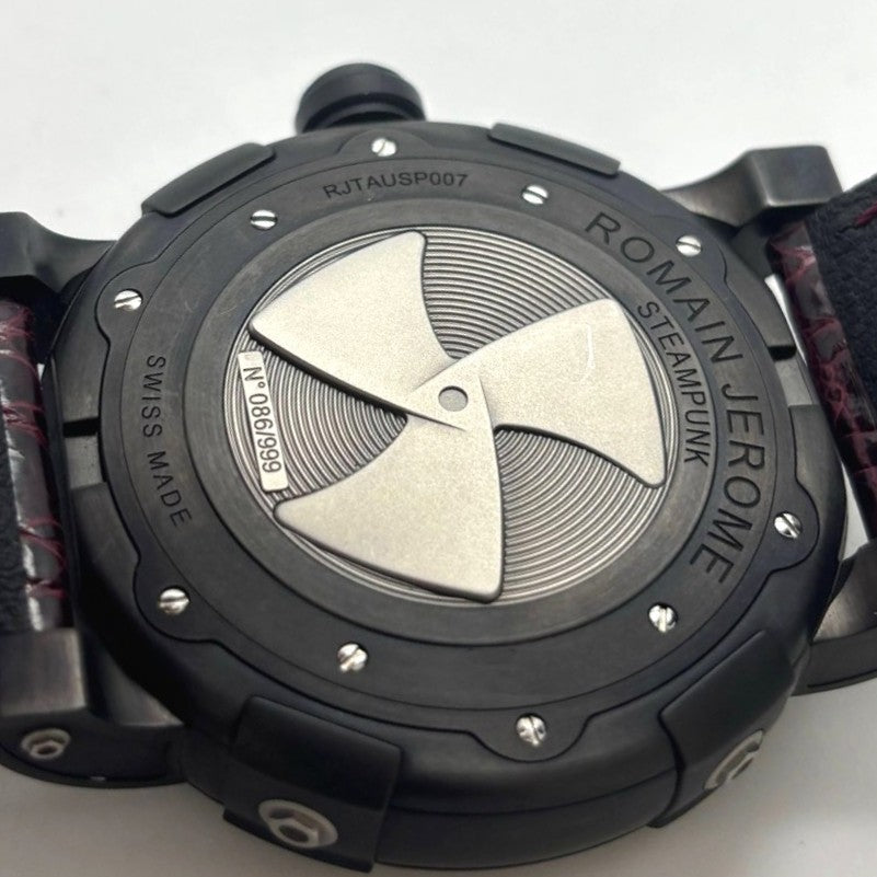 ローマンジェローム RJ.T.AU.SP.007.01 スチームパンク 50mm 自動巻き チタン 鉄 ブラック グレー レザーベルト メンズ