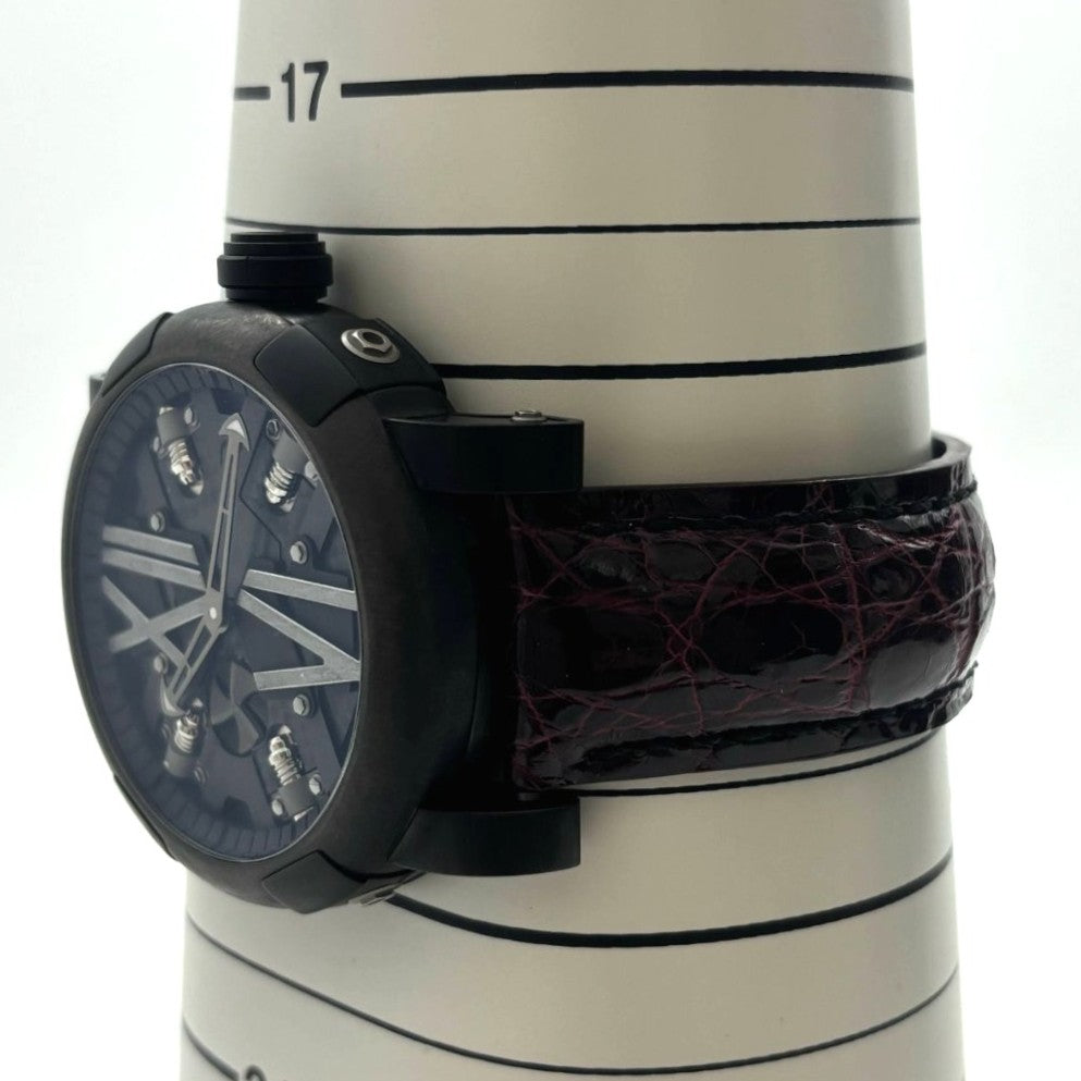 ローマンジェローム RJ.T.AU.SP.007.01 スチームパンク 50mm 自動巻き チタン 鉄 ブラック グレー レザーベルト メンズ
