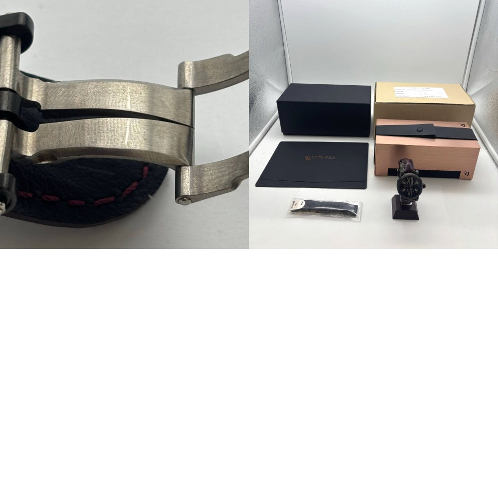 ローマンジェローム RJ.T.AU.SP.007.01 スチームパンク 50mm 自動巻き チタン 鉄 ブラック グレー レザーベルト メンズ