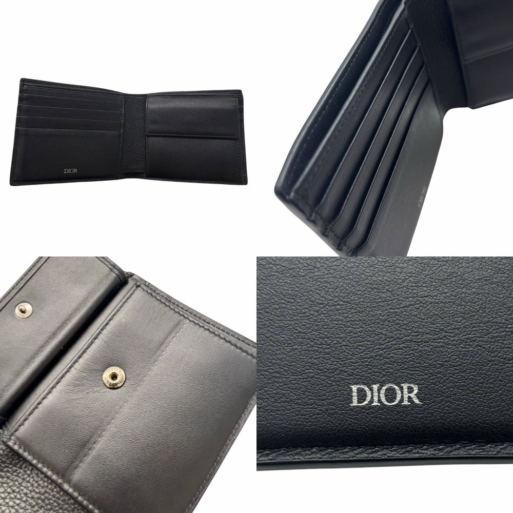 クリスチャンディオール CD Icon ウォレット 2ESBC027CDI_H00N レザー ブラック シンプル メンズ Christian Dior 二つ折り財布