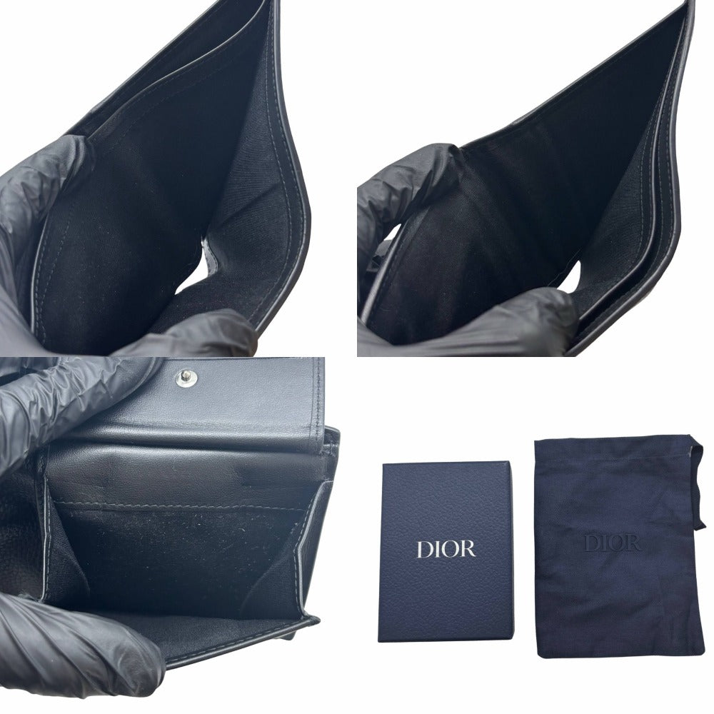 クリスチャンディオール CD Icon ウォレット 2ESBC027CDI_H00N レザー ブラック シンプル メンズ Christian Dior 二つ折り財布