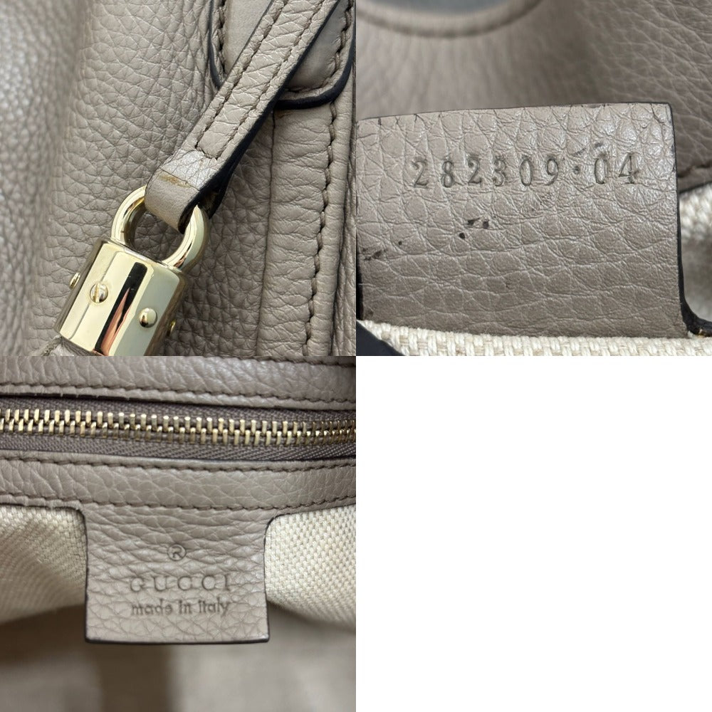 グッチ トートバッグ ソーホー インターロッキングG 282309 レザー ゴールド金具 ベージュ シンプル レディース GUCCI