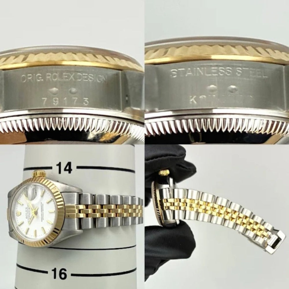 ロレックス レディ デイトジャスト 79173 26mm ステンレス 18Kイエローゴールド ホワイトダイアル ラッカー文字盤 レディース ROLEX 腕時計