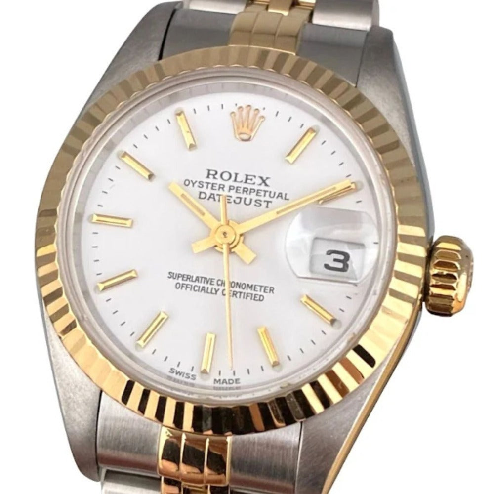 ロレックス レディ デイトジャスト 79173 26mm ステンレス 18Kイエローゴールド ホワイトダイアル ラッカー文字盤 レディース ROLEX 腕時計