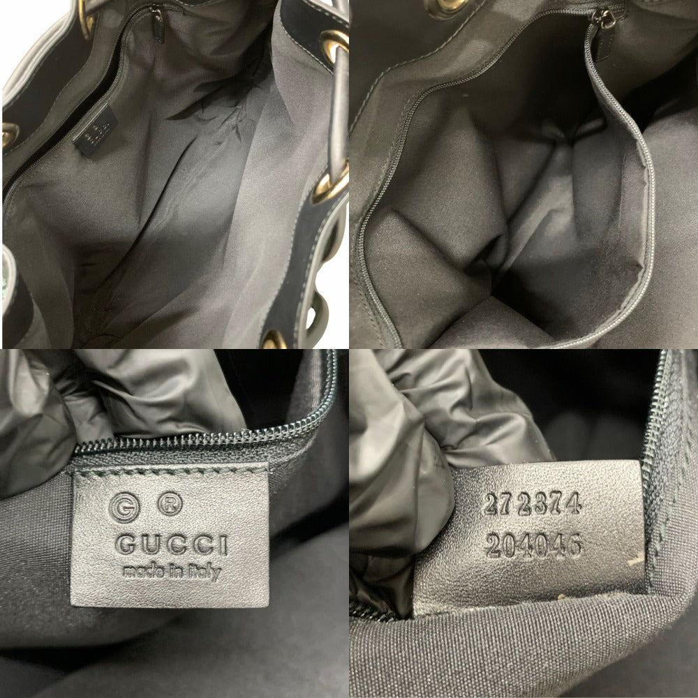 グッチ GGキャンバス グリーン レザー 272374 巾着バッグ シンプル 大容量 レディース GUCCI ショルダーバッグ