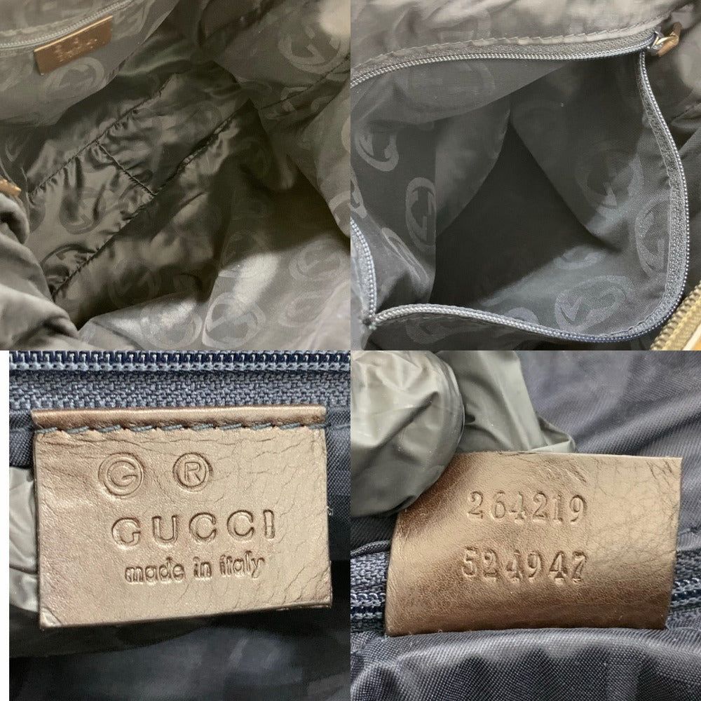 グッチ シェリーライン ウェブショルダー 264219 ナイロン キャンバス ブルー レザー コンパクト レディース GUCCI ショルダーバッグ