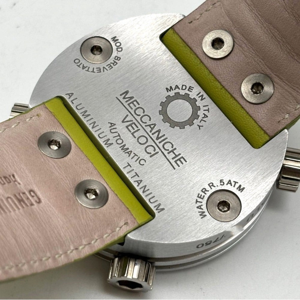メカニケヴェローチ クワトロヴァルヴォレ グリーン 48mm 自動巻 アルミ チタン レザーストラップ メンズ MECCANICHE VELOCI quattrovalvole 腕時計